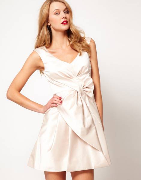 Fashion-ladies-summer-party-evening-full-skirted-cotton-sateen-dress-with-front-bow-women-one-piece