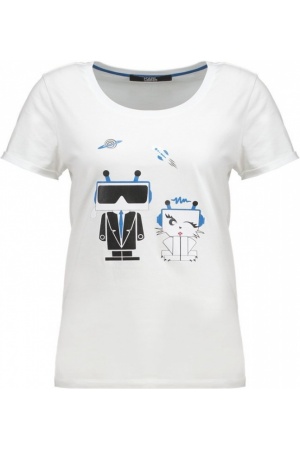 Womens-t-shirts-Karl-Lagerfeld-KARL-CHOUPETTE-ROBOT-Print-Tshirt